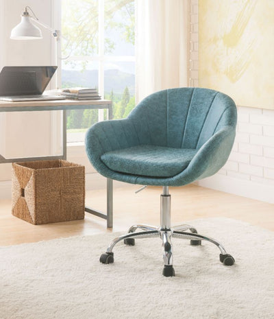 Giolla - Office Chair - Vintage Turquoise PU & Chrome - Grand Furniture GA