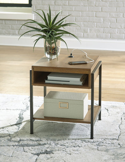 Fridley - Brown / Black - Rectangular End Table.