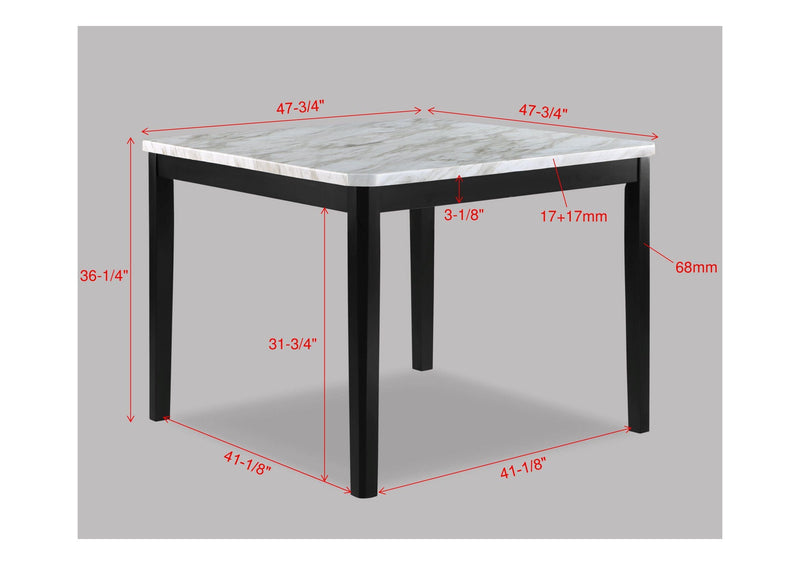 Pascal - Counter Height White Top And Black Leg - White