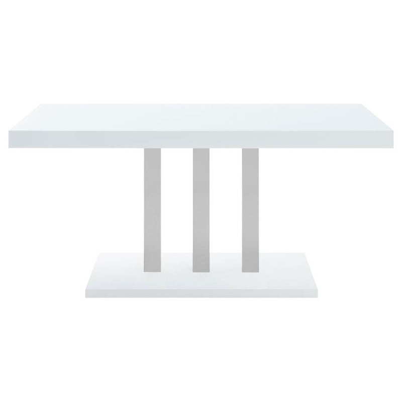 Brooklyn - Rectangular Dining Table - White High Gloss and Chrome.