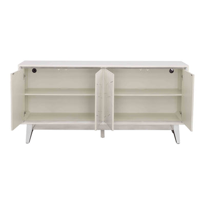 Summit - Four Door Credenza - White & Silver