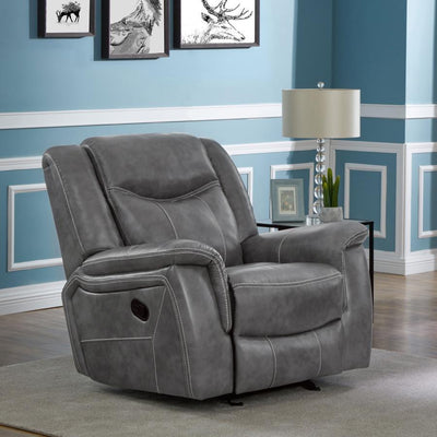 Conrad - Upholstered Motion Glider Recliner - Grey.