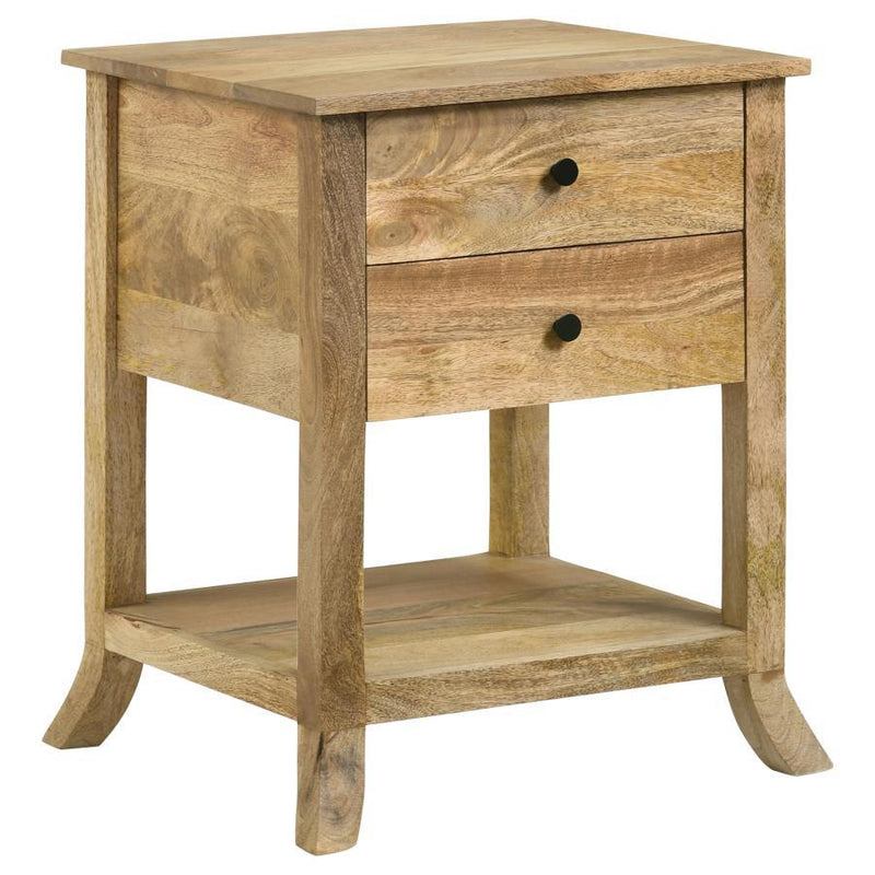 Russo - 2-Drawer Accent Table With Open Shelf - Natural Mango.