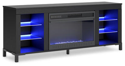 Cayberry - Black - TV Stand With Fireplace.