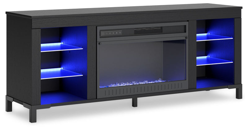 Cayberry - Black - TV Stand With Fireplace.