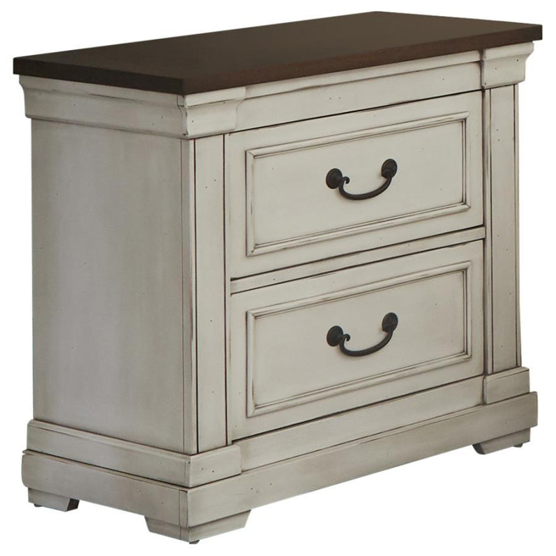 Hillcrest - 2-Drawer Nightstand - Dark Rum and White.