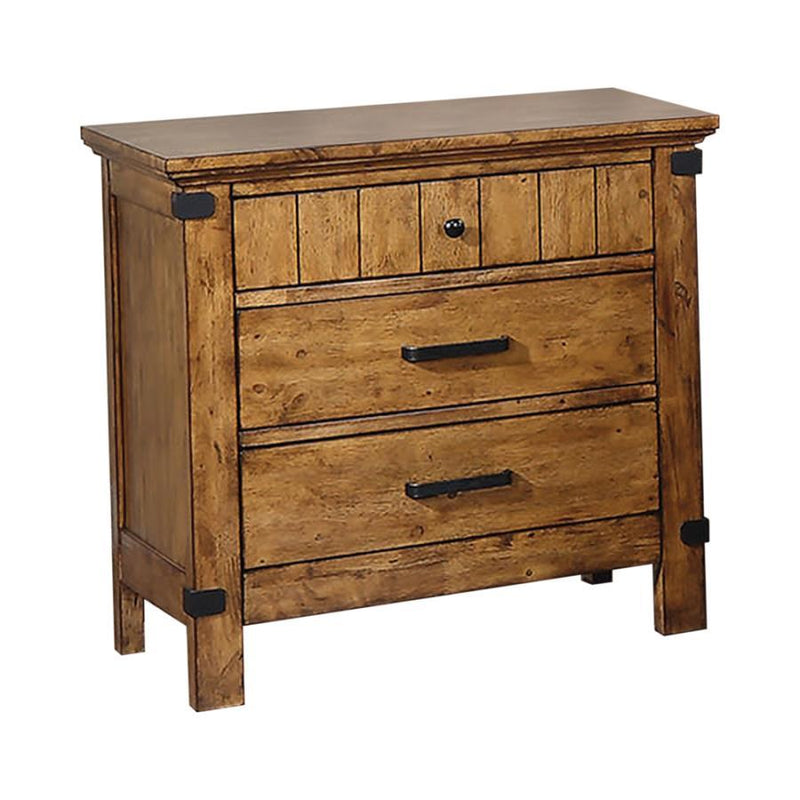 Brenner - 3-Drawer Night Stand - Rustic Honey.