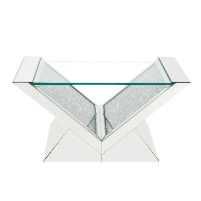 Noralie - Coffee Table - Clear Glass, Mirrored & Faux Diamonds