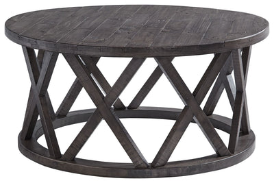 Sharzane - Grayish Brown - Round Cocktail Table.