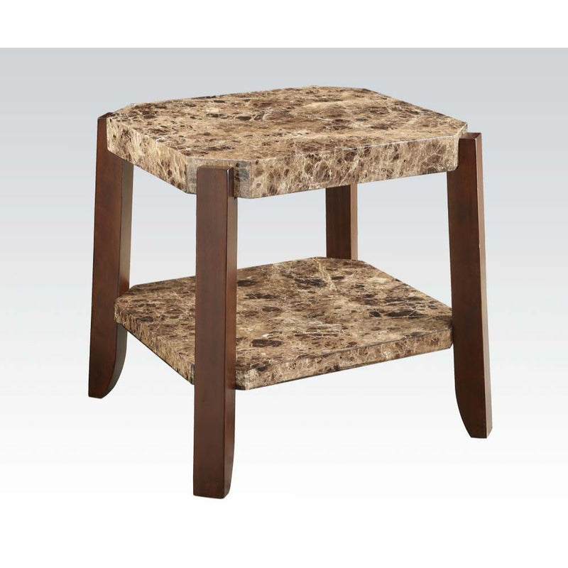 Dacia - End Table - Faux Marble & Brown - Grand Furniture GA