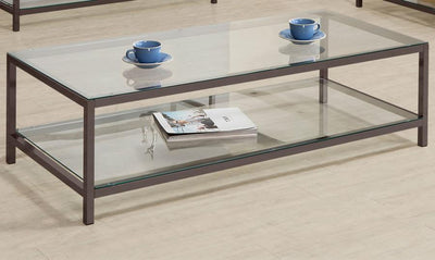 Trini - Coffee Table With Glass Shelf - Black Nickel.