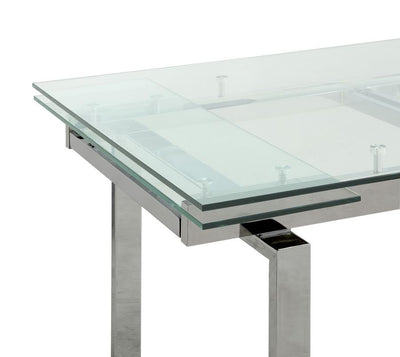 Wexford - Glass Top Dining Table With Extension Leaves - Chrome - Dining Tables - Grand Furniture GA