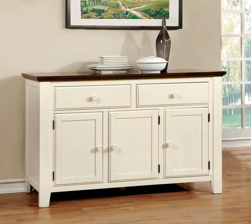 Harrisburg - Server - Vintage White / Dark Oak - Grand Furniture GA