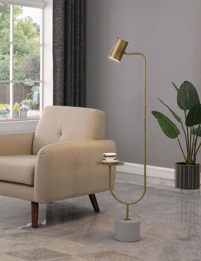 Jodie - Round Base Floor Lamp - Antique Brass And Gray