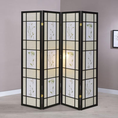Catabella - 4-Panel Floral Print Folding Screen - Multi-Color.