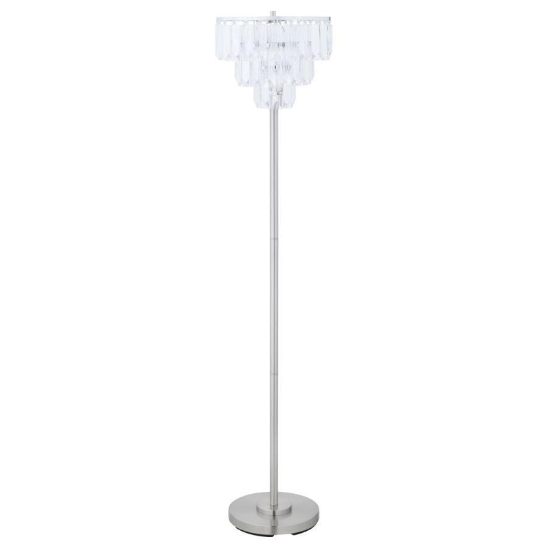 Anya - Metal Base Floor Lamp - Chrome and Crystal.