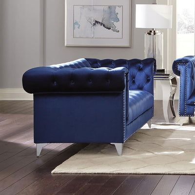 Bleker - Tufted Tuxedo Arm Loveseat - Blue.