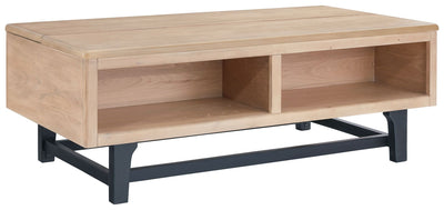 Freslowe - Light Brown / Black - Lift Top Cocktail Table.