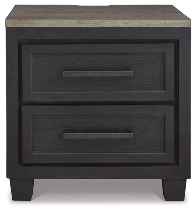 Foyland - Black / Brown - Two Drawer Night Stand.