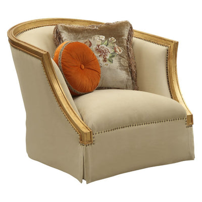 Daesha - Chair - Tan Flannel & Antique Gold - Grand Furniture GA