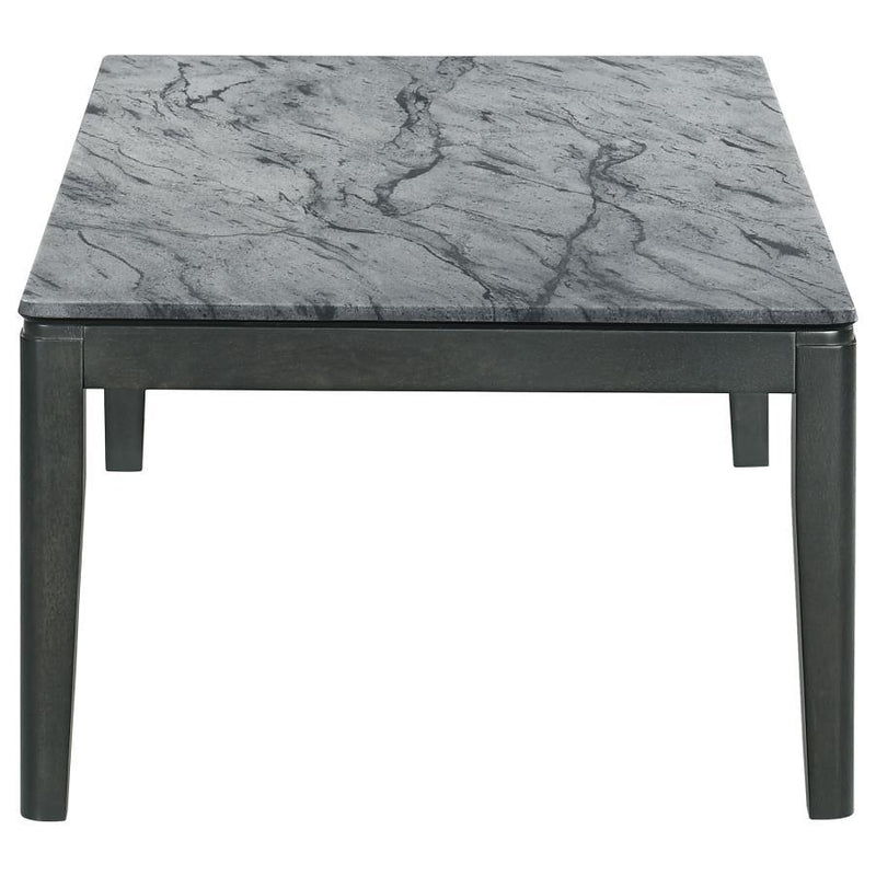 Mozzi - Rectangular Coffee Table Faux Marble - Gray And Black