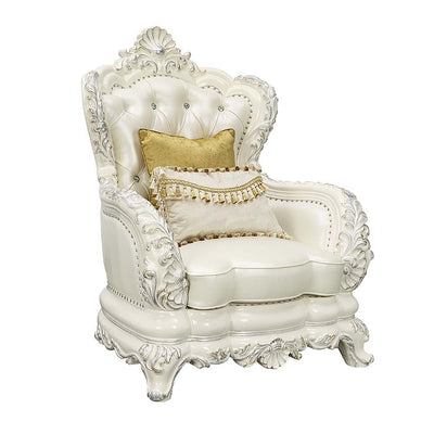 Adara - Chair - White PU & Antique White Finish - Grand Furniture GA