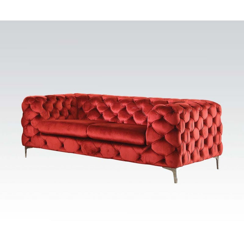 Adam - Loveseat - Red Velvet - Grand Furniture GA