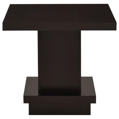 Reston - Pedestal Square End Table - Cappuccino.