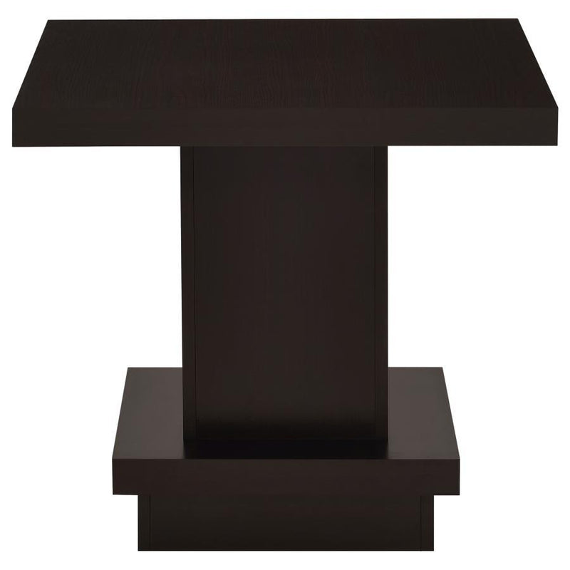 Reston - Pedestal Square End Table - Cappuccino.