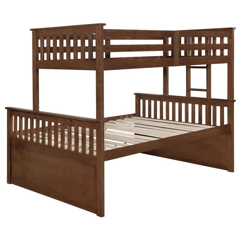 Atkin - Twin Extra Long Over Queen 3-Drawer Bunk Bed - Weathered Walnut.