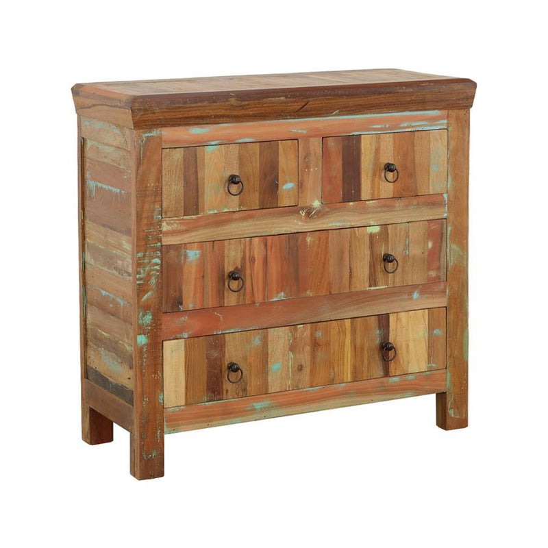 Harper - 4-Drawer Accent Cabinet Reclaimed Wood.