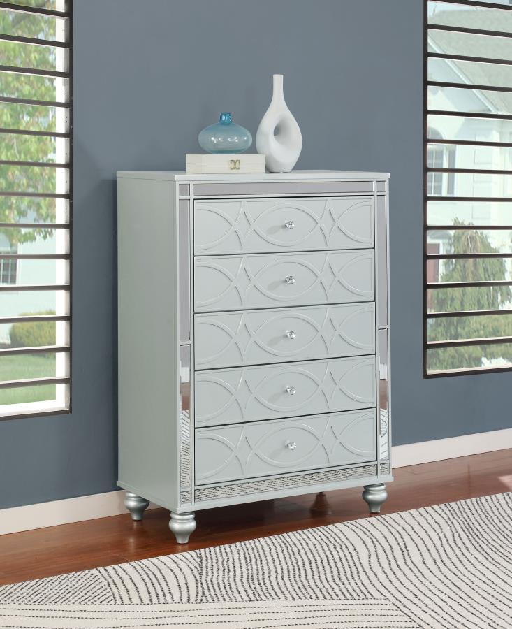 Gunnison - 5-Drawer Chest - Silver Metallic - Grand Furniture GA