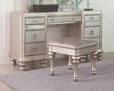 Bling Game - 9-Drawer Vanity Desk - Metallic Platinum.