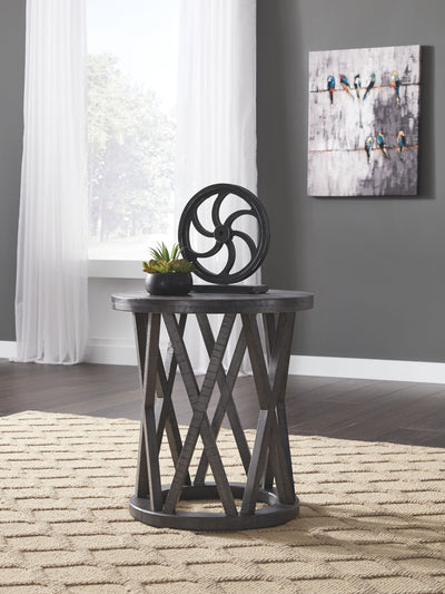 Sharzane - Grayish Brown - Round End Table.