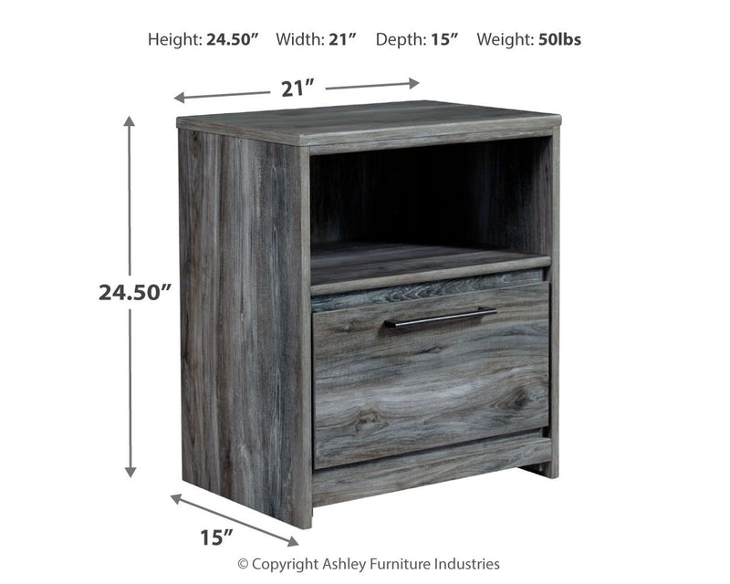 Baystorm - Gray - One Drawer Night Stand.