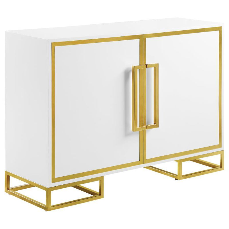 Elsa - 2-Door Accent Cabinet With Adjustable Shelves - White and Gold.