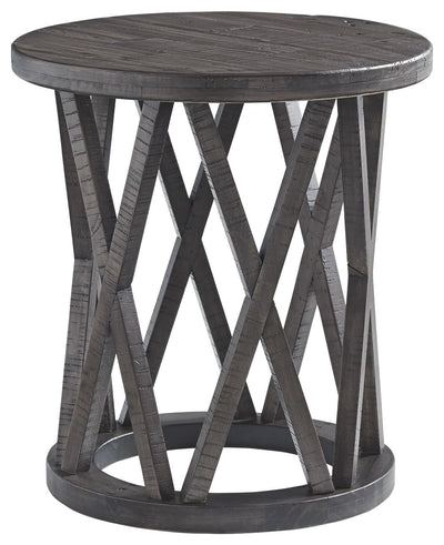 Sharzane - Grayish Brown - Round End Table.