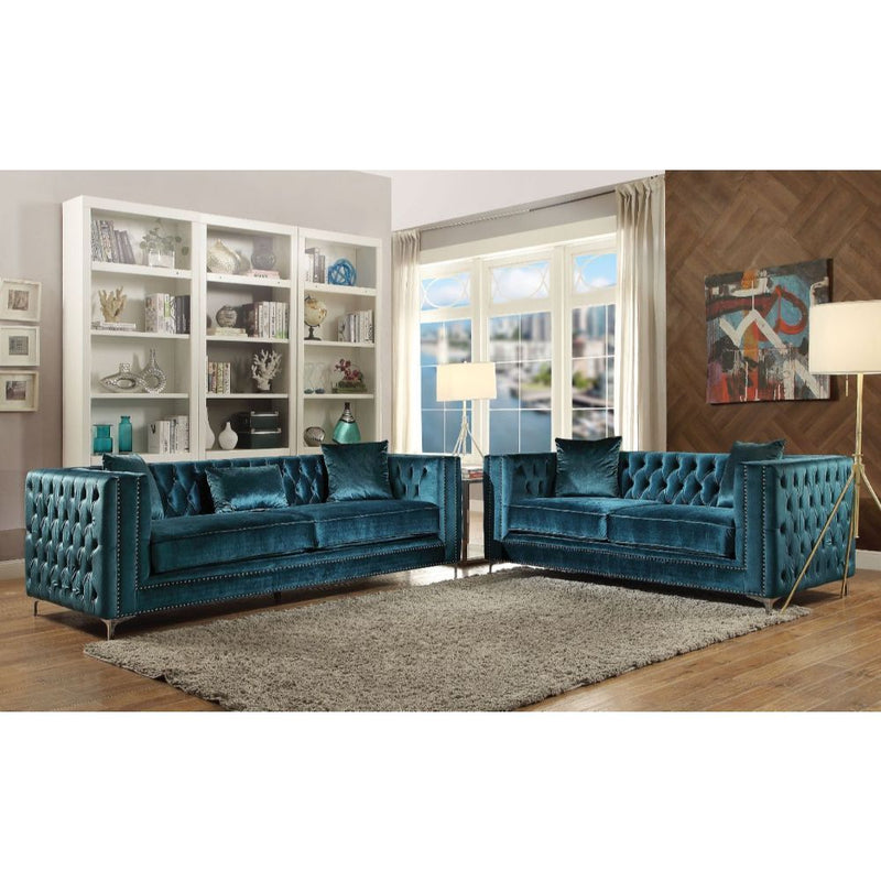 Gillian - Sofa - Dark Teal Velvet - Grand Furniture GA