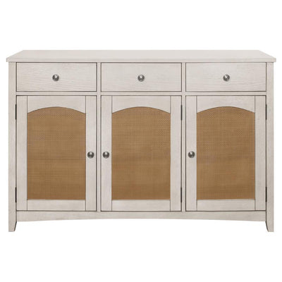 Kirby - 3-Drawer Rectangular Server With Adjustable Shelves - Natural And Rustic Off White