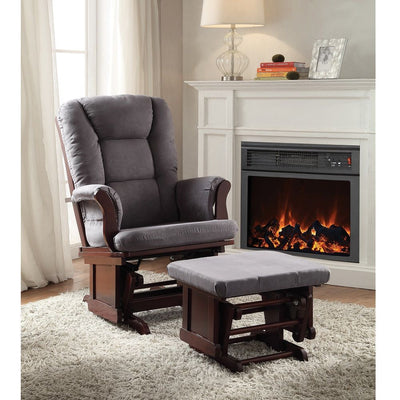 Aeron - Accent Chair - Gray Microfiber & Cherry - Grand Furniture GA