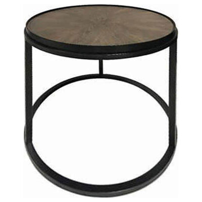 Rodrigo - Round End Table - Weathered Elm And Gunmetal - Grand Furniture GA