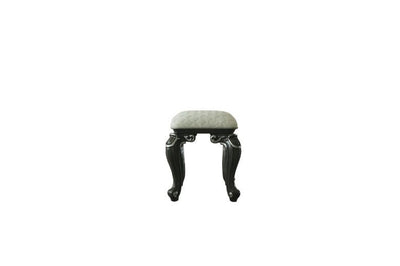 House - Delphine - Stool - Two Tone Ivory Fabric & Charcoal Finish - Grand Furniture GA