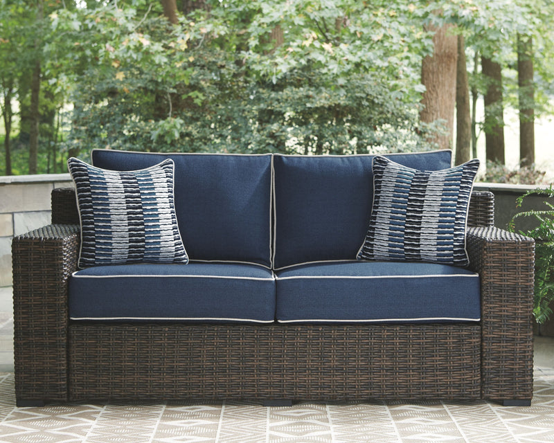 Grasson - Brown / Blue - Loveseat W/Cushion.