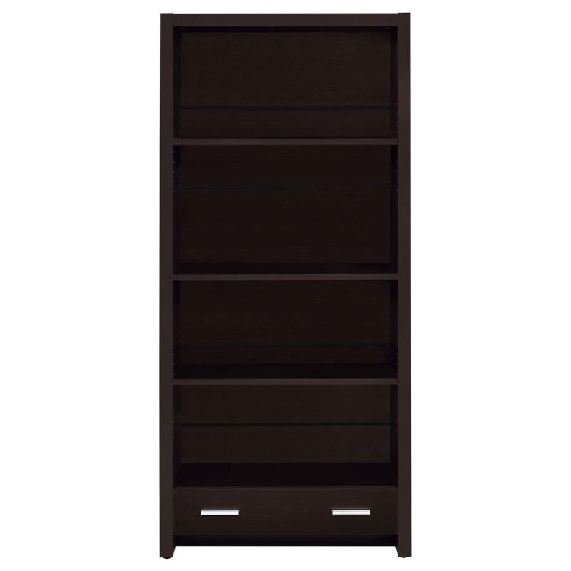 Skylar - 5-Shelf Bookcase With Storage Drawer - Cappuccino.