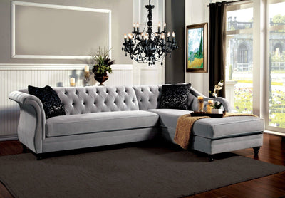 Rotterdam - Sectional - Warm Gray / Black / Silver - Grand Furniture GA