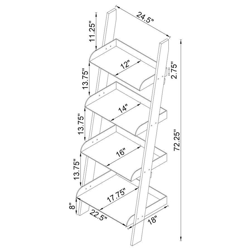 Amaturo - 4-Shelf Ladder Bookcase - Clear - Grand Furniture GA