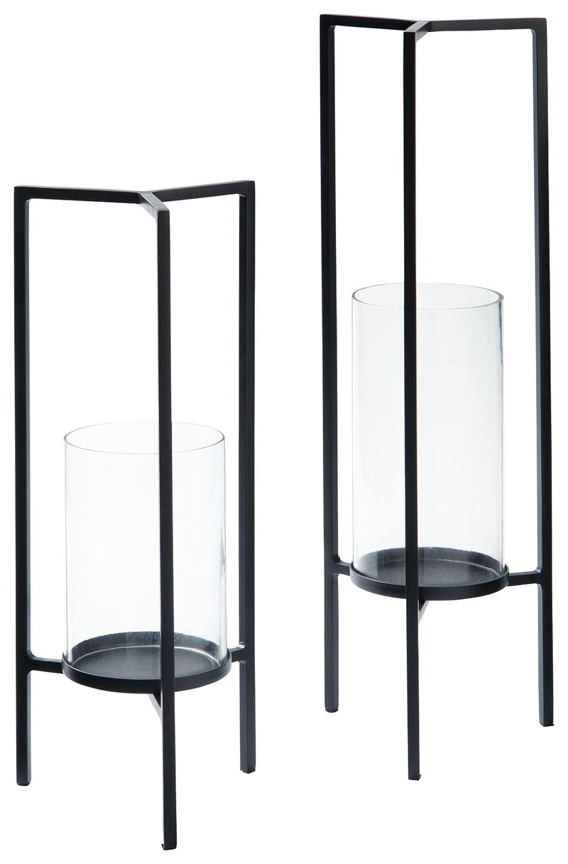 Ginette - Black - Candle Holder Set (Set of 2).