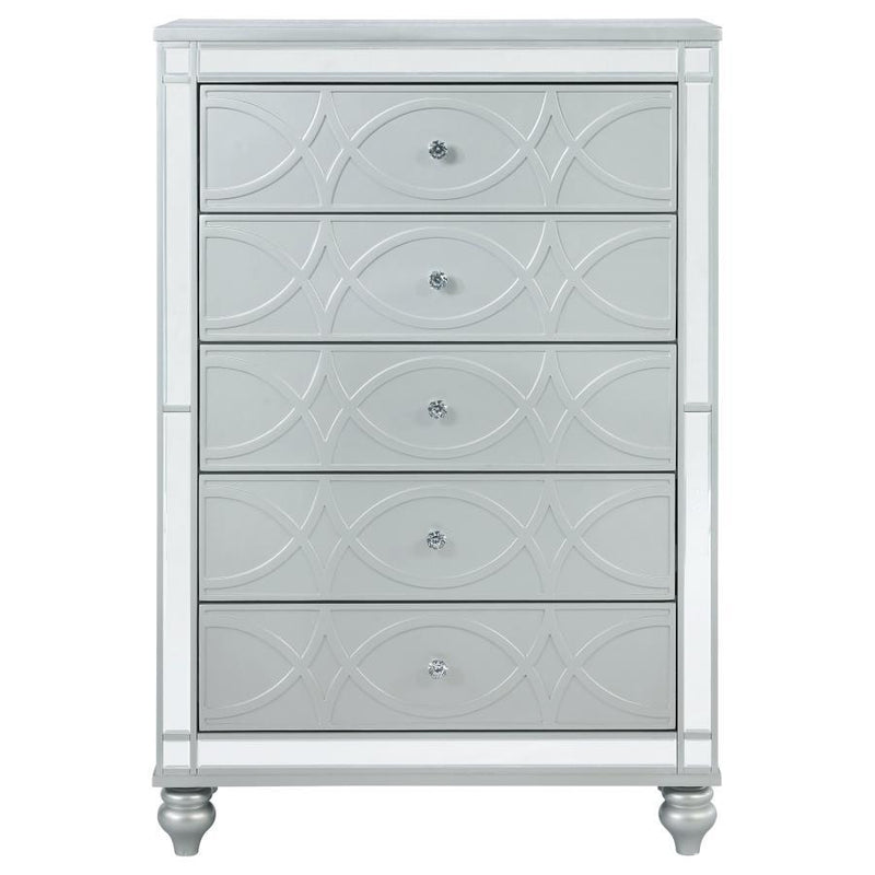 Gunnison - 5-Drawer Chest - Silver Metallic - Grand Furniture GA