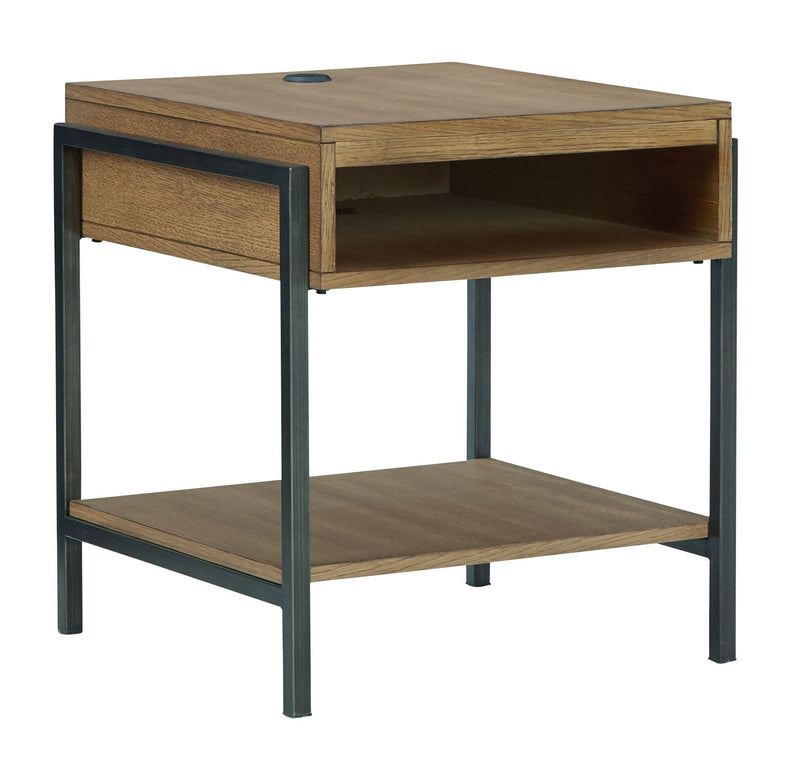 Fridley - Brown / Black - Rectangular End Table.