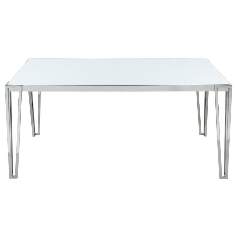 Pauline - Rectangular Dining Table With Metal Leg - White And Chrome